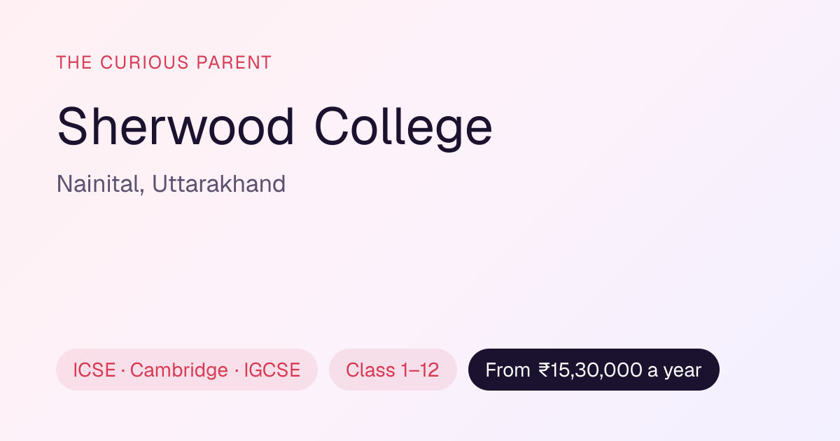 Sherwood College, Nainital — fees and admissions · The Curious Parent